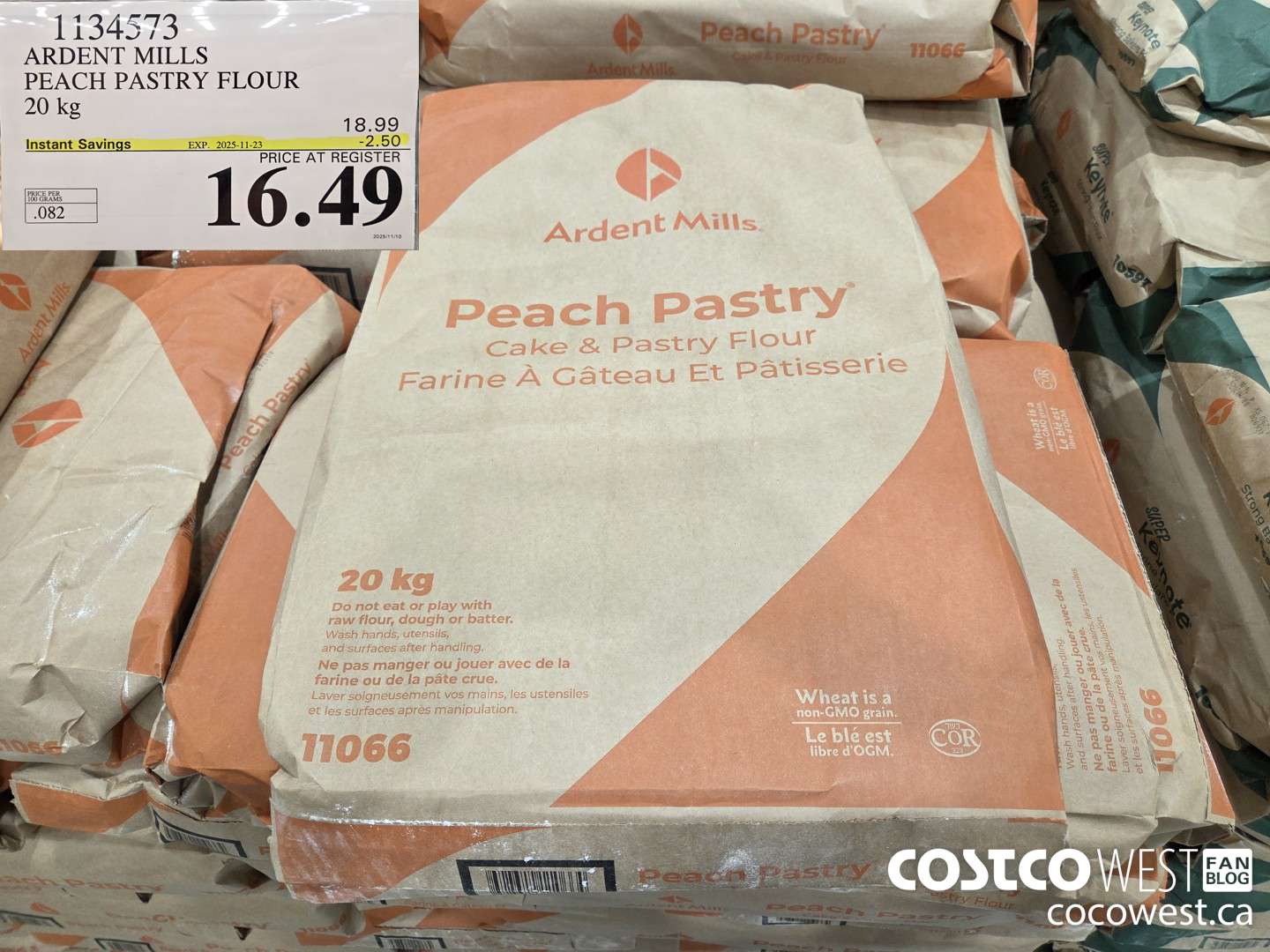 1134573 ARDENT MILLS PEACH PASTRY FLOUR 20 kg ($2.50 INSTANT SAVINGS EXPIRES ON 2025-11-23) $16.49
