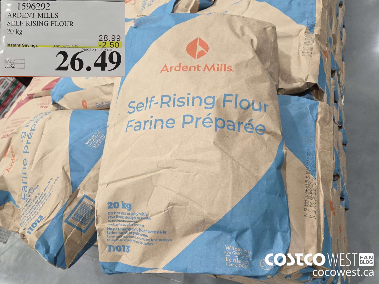 1596292 ARDENT MILLS SELF-RISING FLOUR 20 kg ($2.50 INSTANT SAVINGS EXPIRES ON 2025-11-23) $26.49
