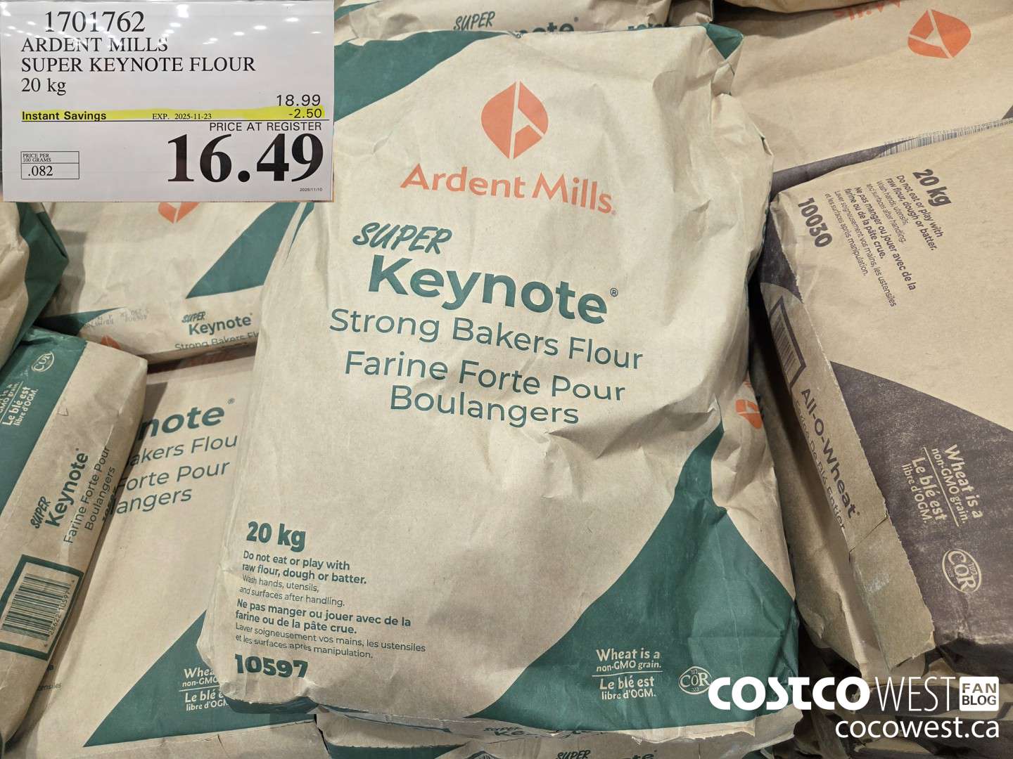 1701762 ARDENT MILL SUPER KEYNOTE FLOUR 20 kg ($2.50 INSTANT SAVINGS EXPIRES ON 2025-11-23) $16.49