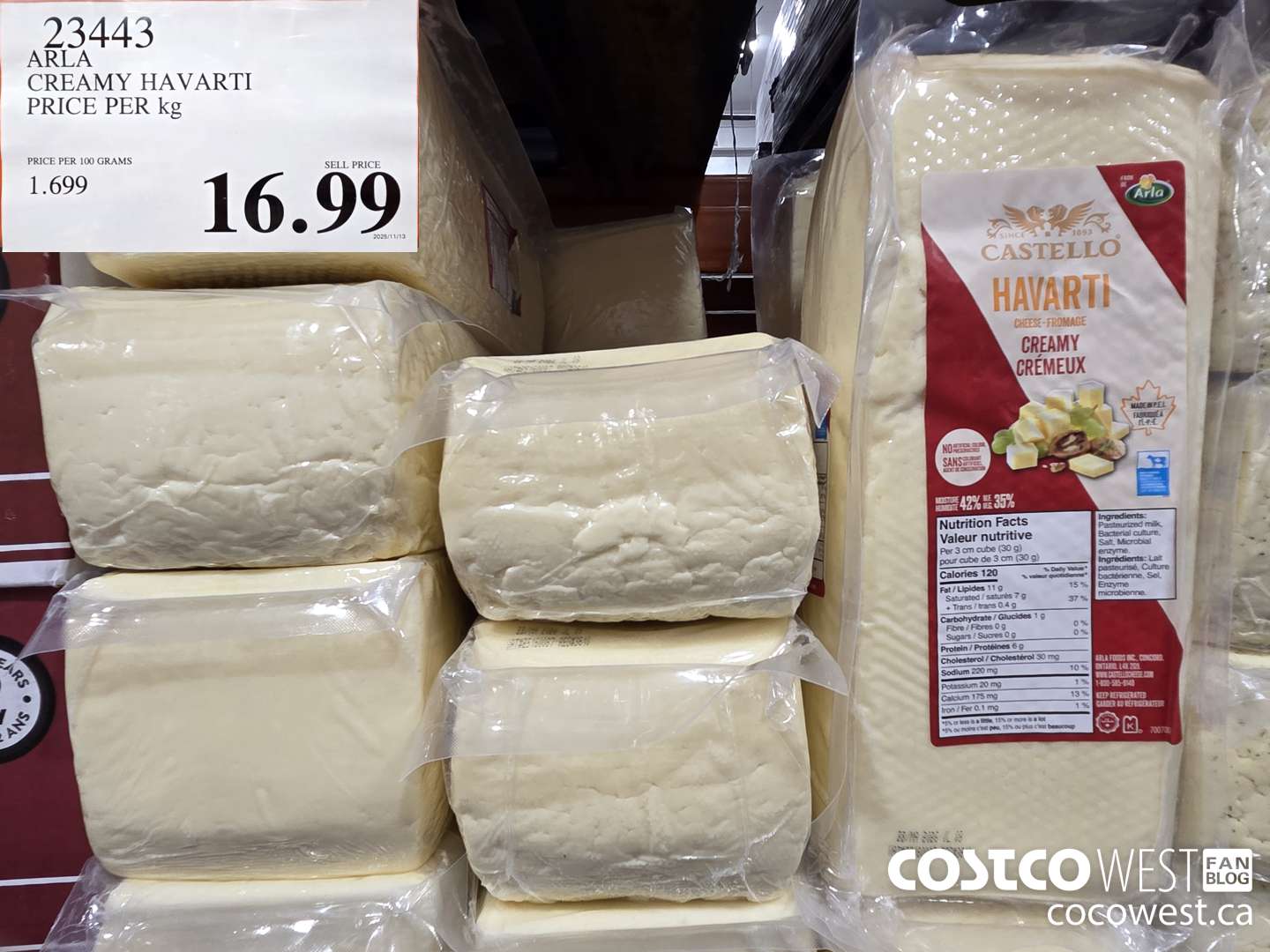 23443 ARLA CREAMY HAVARTI PRICE PER kg $16.99
