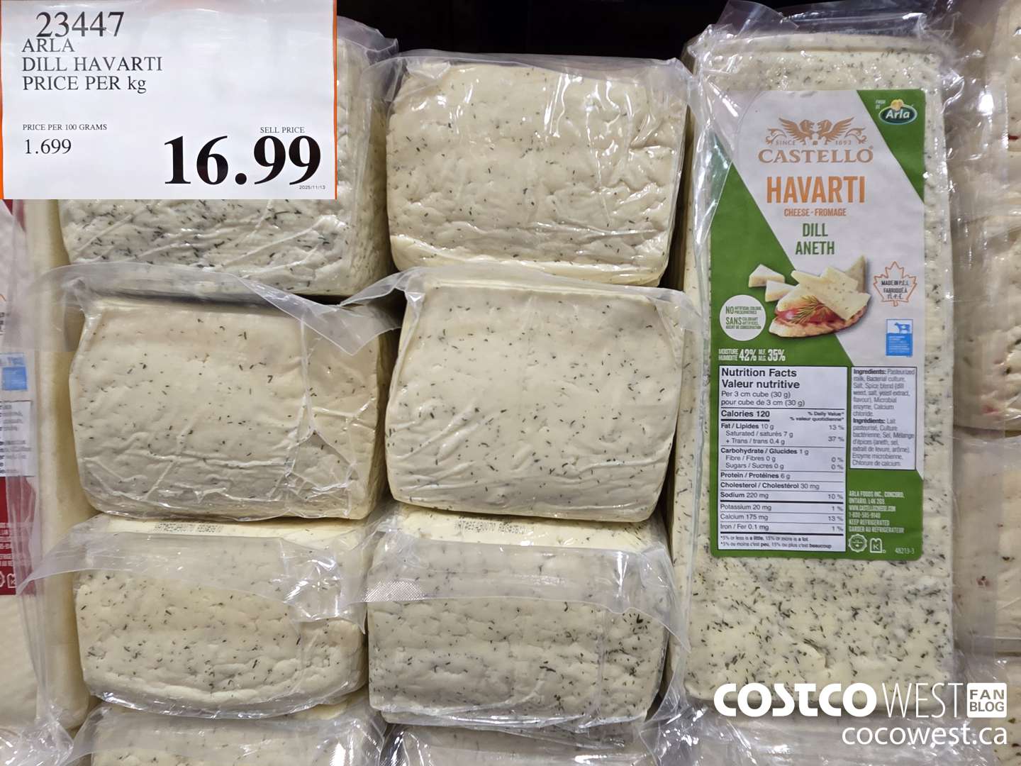 23447 ARLA DILL HAVARTI PRICE PER kg $16.99