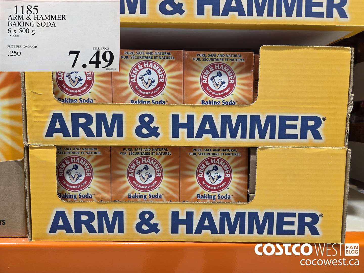 1185 ARM & HAMMER BAKING SODA 6 x 500 g $7.49