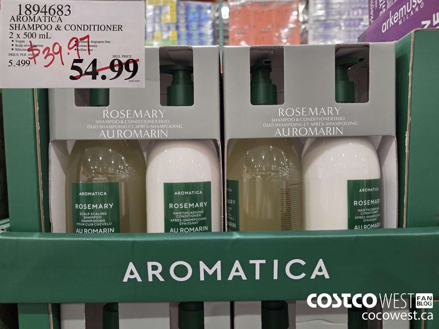 1894683 AROMATICA SHAMPOO & CONDITIONER 2 x 500 mL $39.97