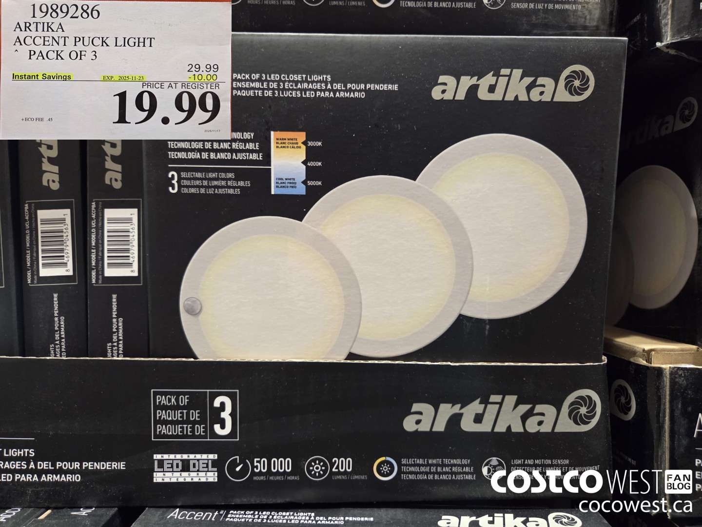 1989286 ARTIKA ACCENT PUCK LIGHT PACK OF 3 ($10.00 INSTANT SAVINGS EXPIRES ON 2025-11-23) $19.99
