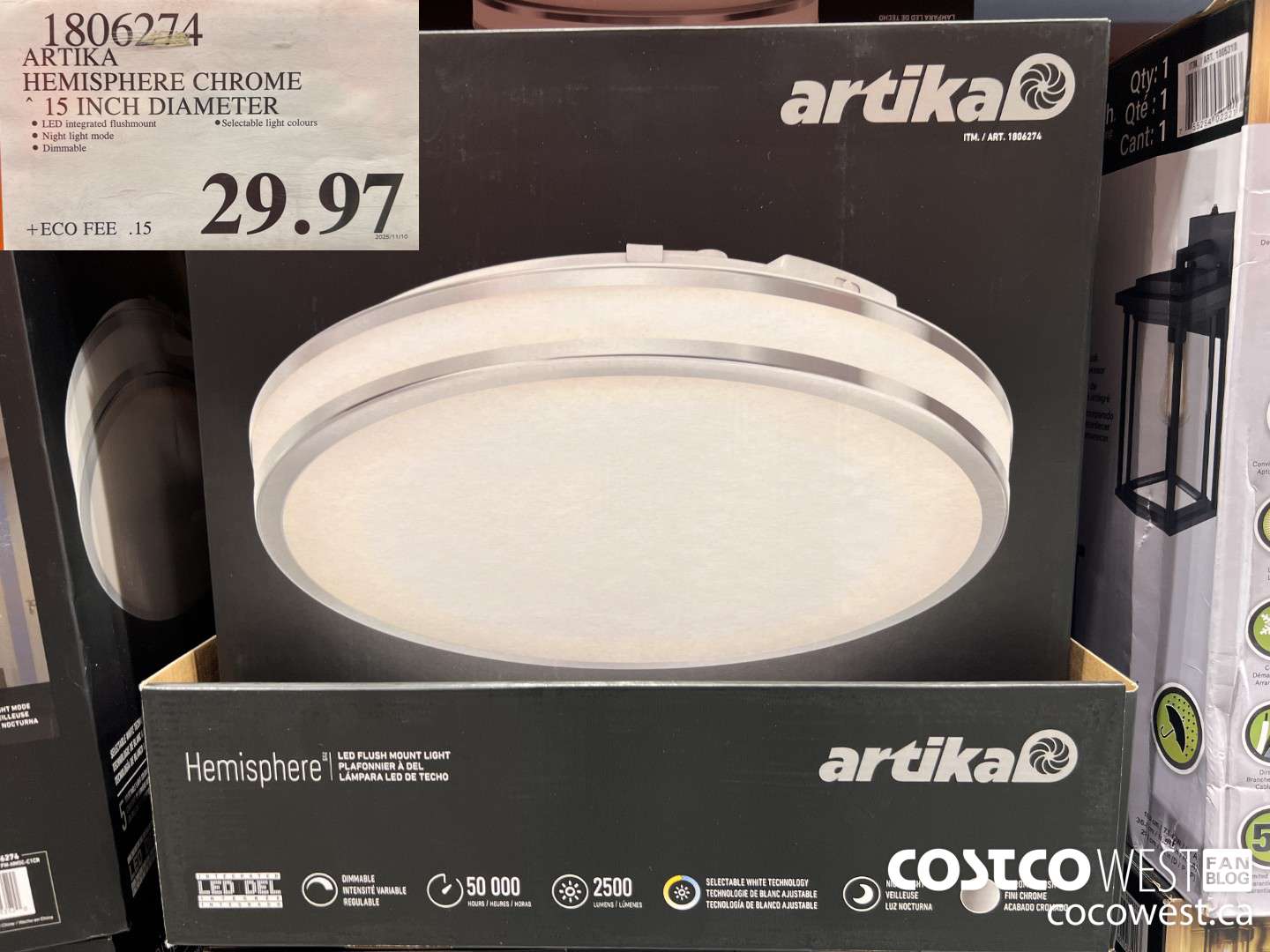 1806274 ARTIKA HEMISPHERE CHROME 15 INCH DIAMETER $29.97