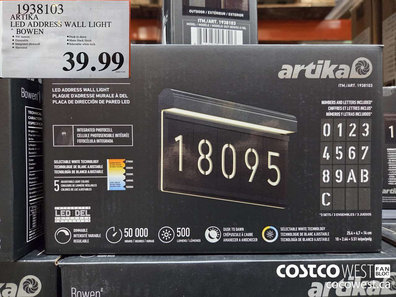 1938103 ARTIKA LED ADDRESS WALL LIGHT BOWEN $39.99