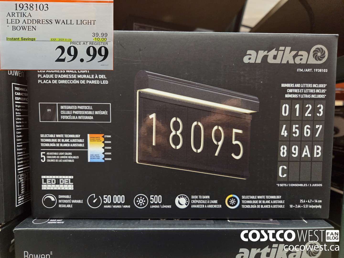 1938103 ARTIKA LED ADDRESS WALL LIGHT BOWEN ($10.00 INSTANT SAVINGS EXPIRES ON 2025-11-23) $29.99