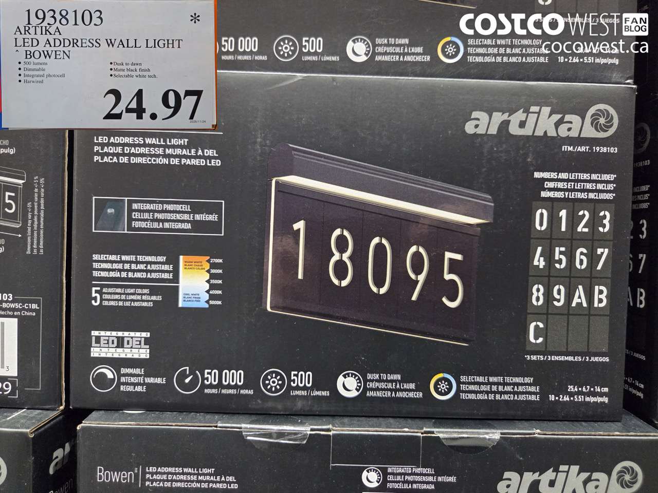 1938103 ARTIKA LED ADDRESS WALL LIGHT BOWEN ($10.00 INSTANT SAVINGS EXPIRES ON 2025-11-23) $24.97