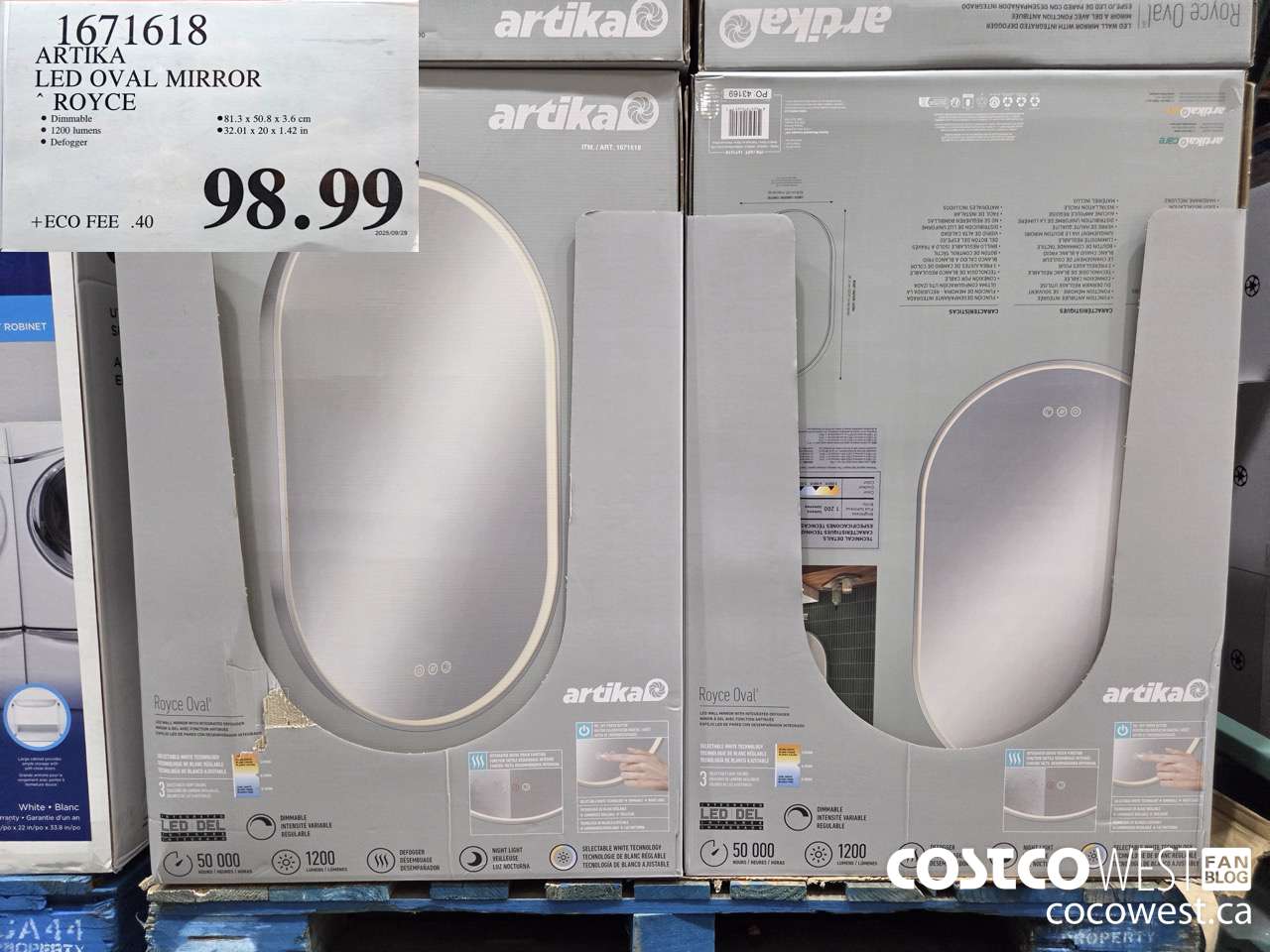 1671618 ARTIKA LED OVAL MIRROR ROYCE $98.99