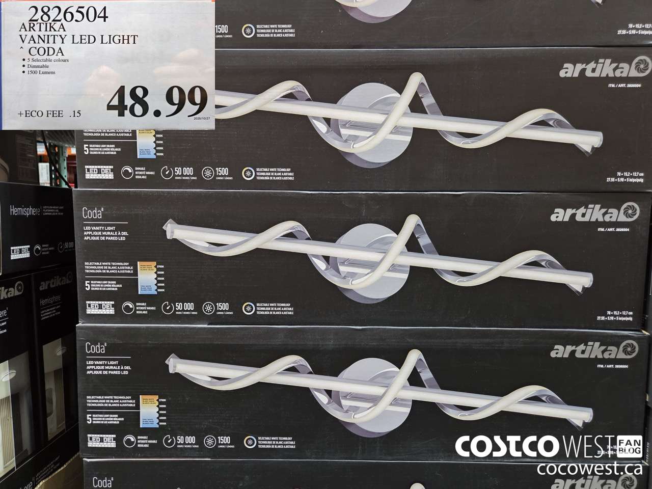 2826504 ARTIKA VANITY LED LIGHT CODA $48.99