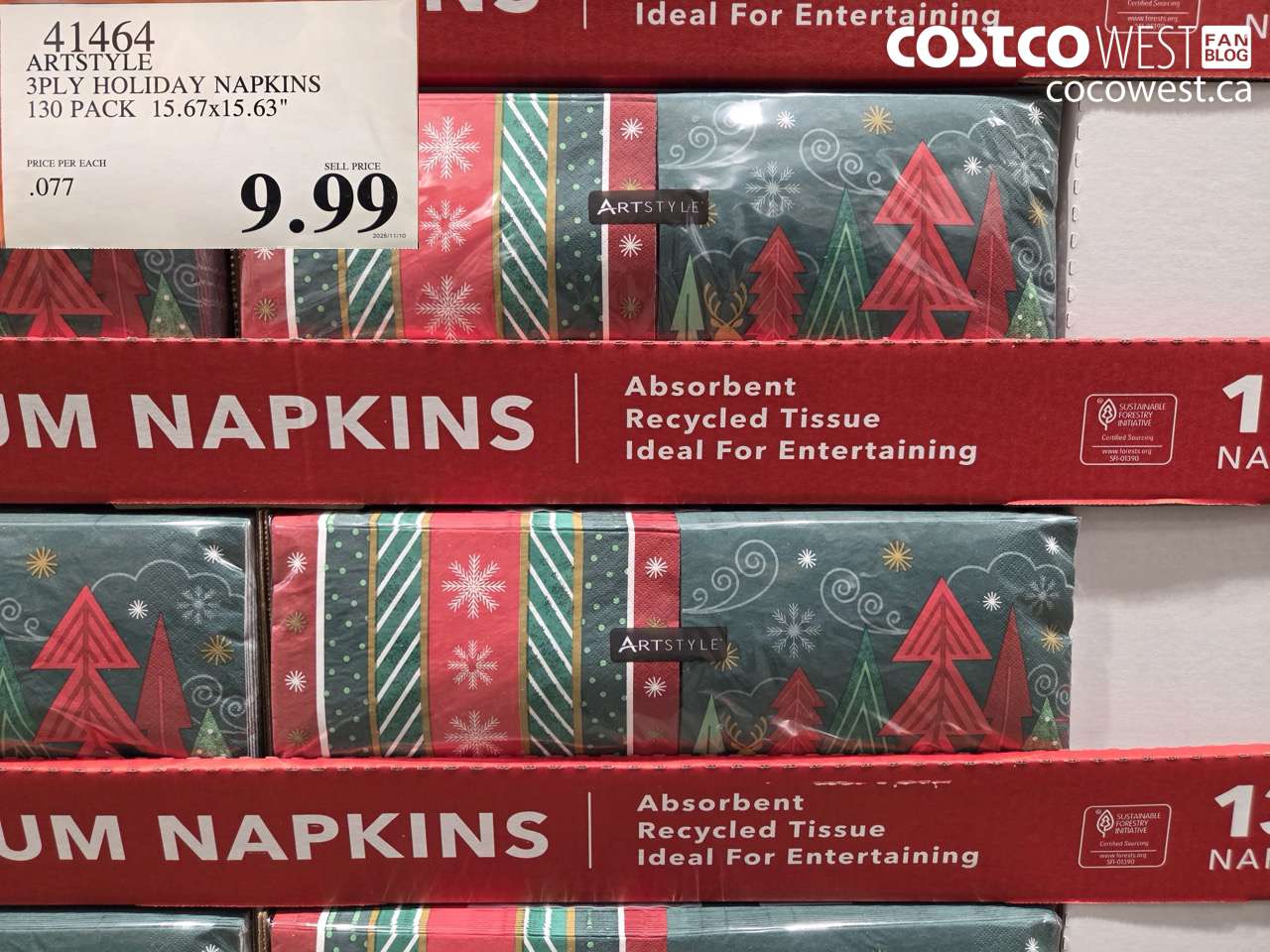 41464 ARTSTYLE 3PLY HOLIDAY NAPKINS 130 PACK 15.67x15.63
