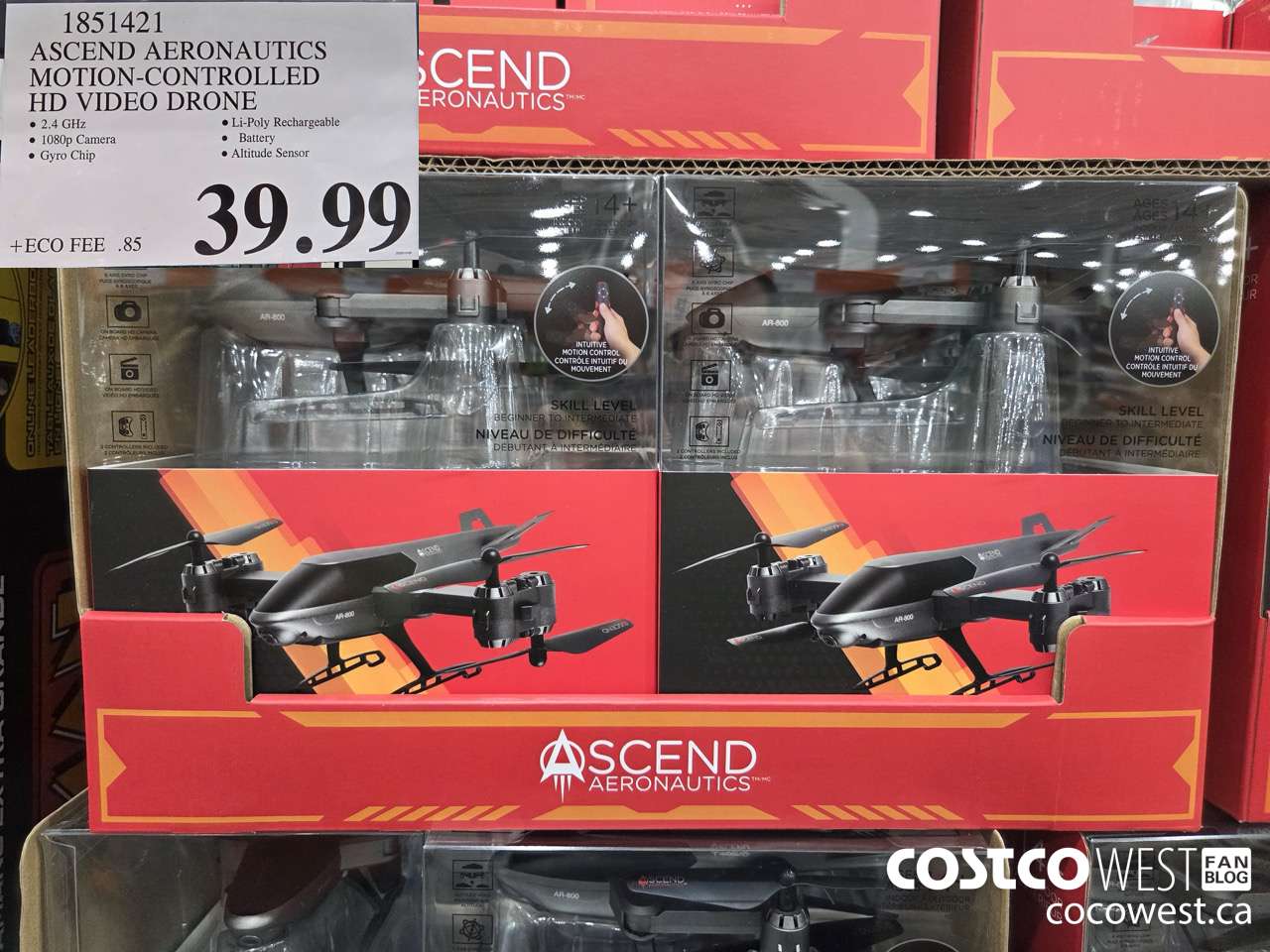1851421 ASCEND AERONAUTICS MOTION-CONTROLLED HD VIDEO DRONE $39.99