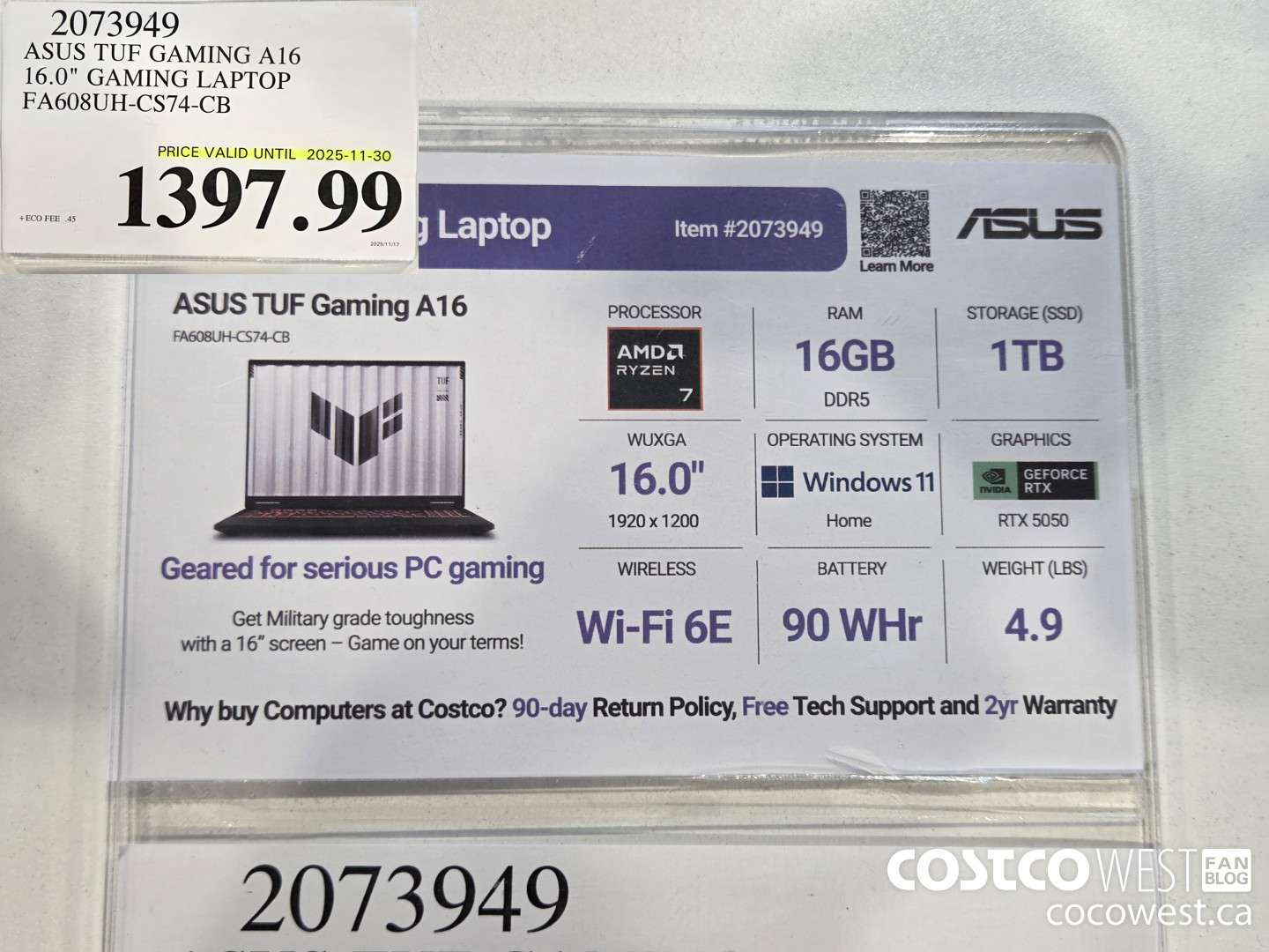 2073949 ASUS TUF GAMING A16 16.0