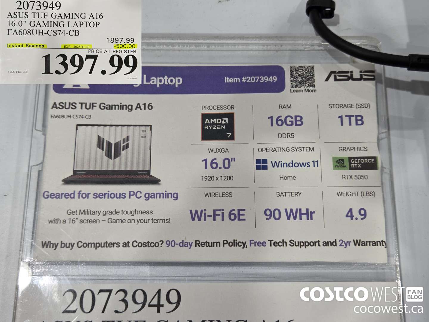 2073949 ASUS TUF GAMING A16 16.0