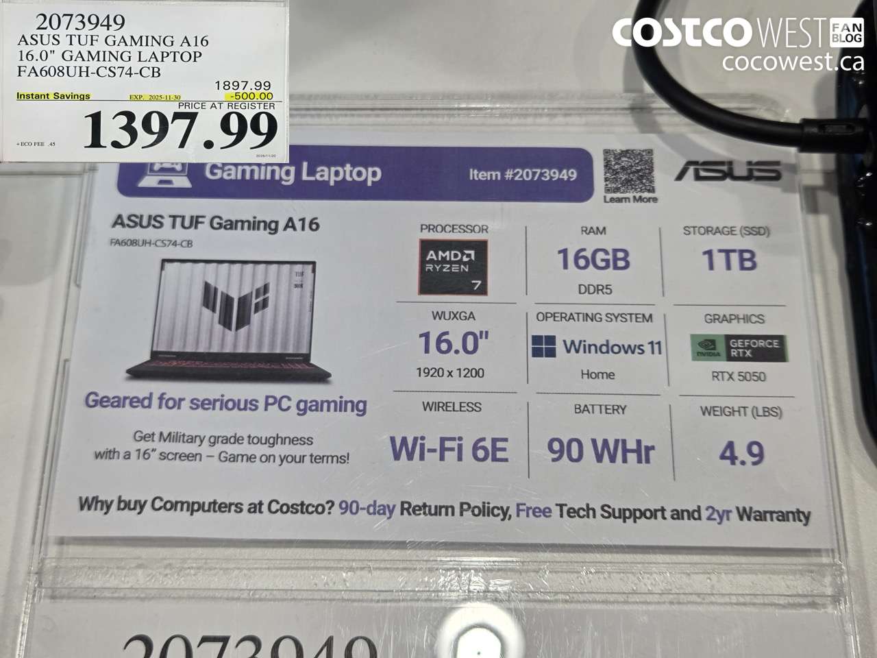 2073949 ASUS TUF GAMING A16 16.0