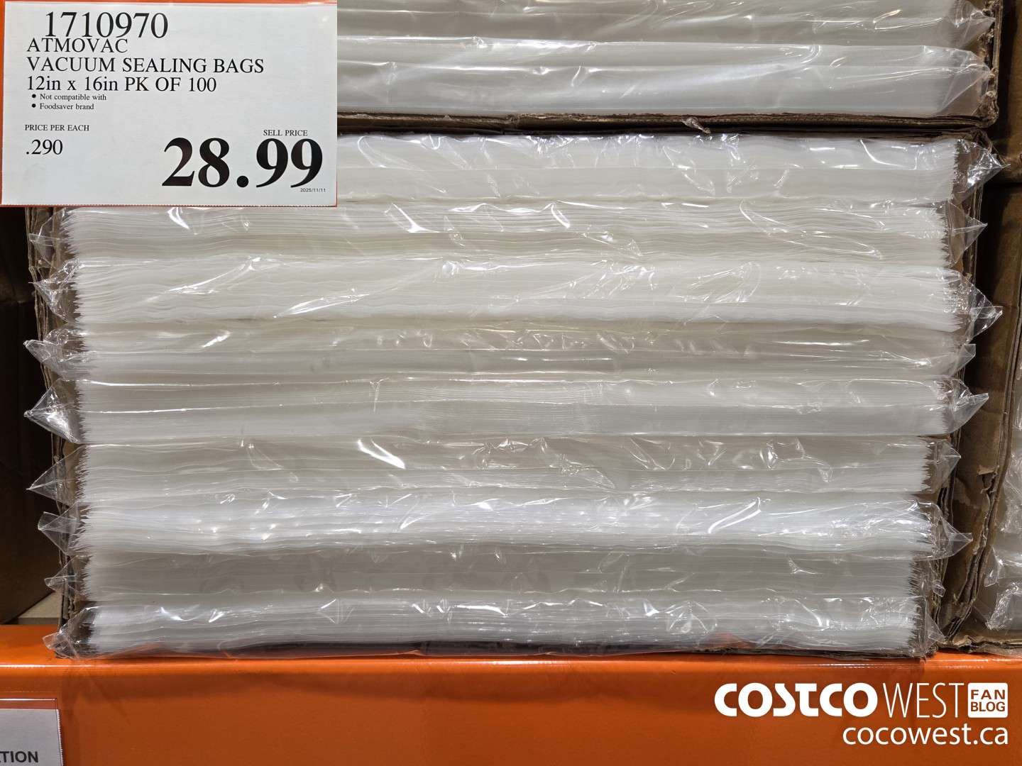 1710970 ATMOVAC VACUUM SEALING BAGS 12in x 16in PK OF 100 $28.99