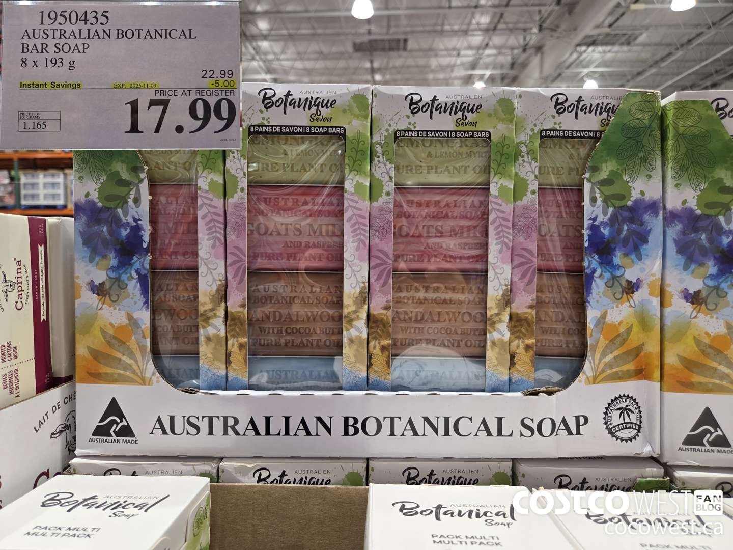 1950435 AUSTRALIAN BOTANICAL BAR SOAP 8 X 193G ($5.00 INSTANT SAVINGS EXPIRES ON 2025-11-09) $17.99
