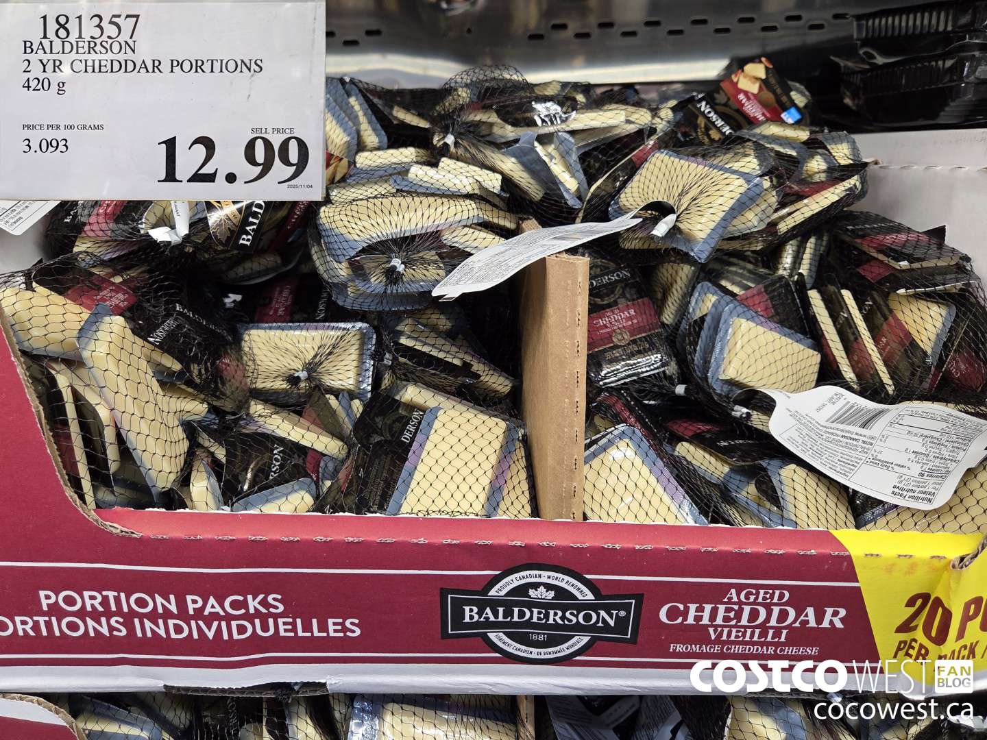 181357 BALDERSON 2 YR CHEDDAR PORTIONS 420G $12.99