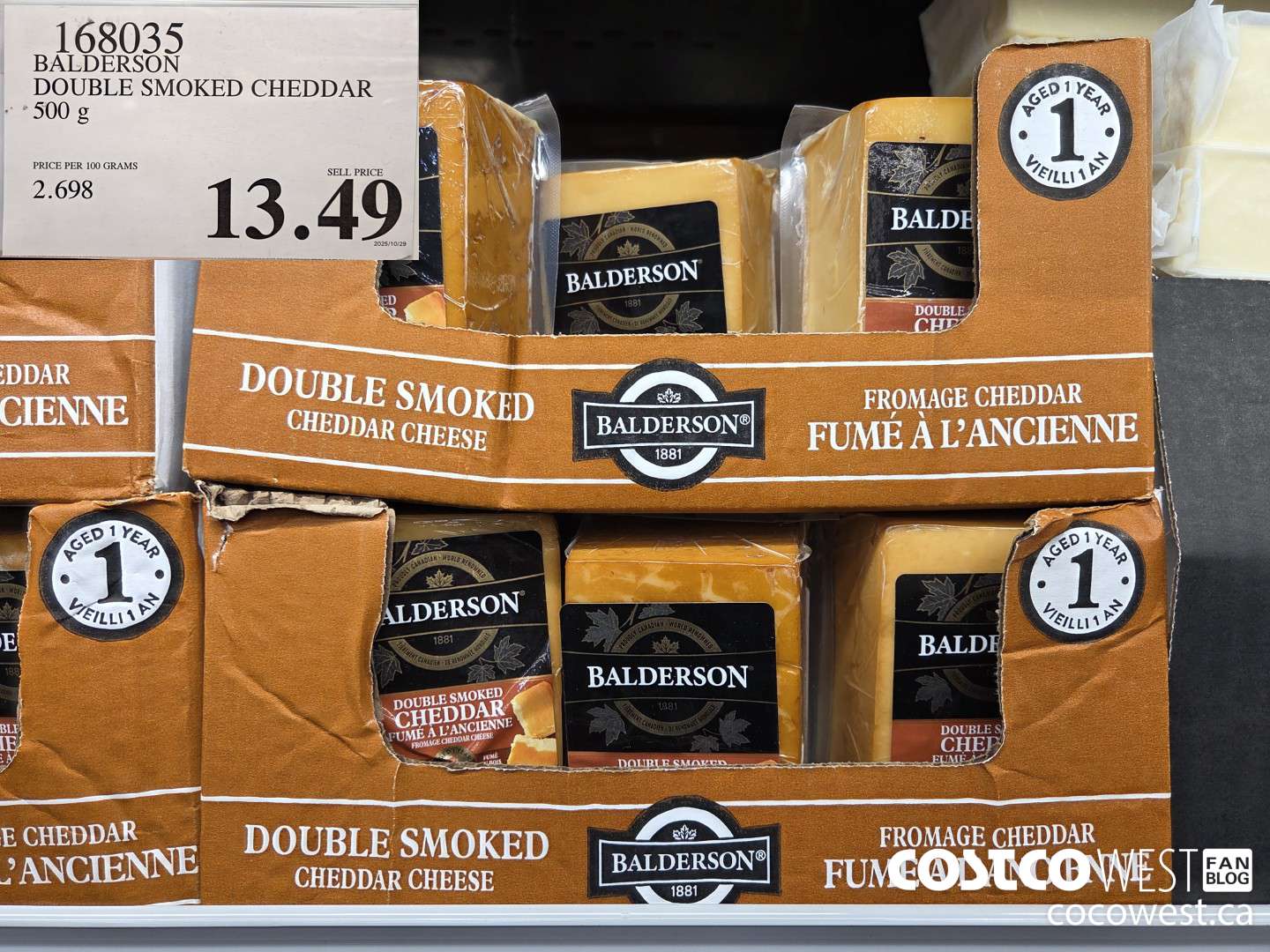 168035 BALDERSON DOUBLE SMOKED CHEDDAR 500 g $13.49