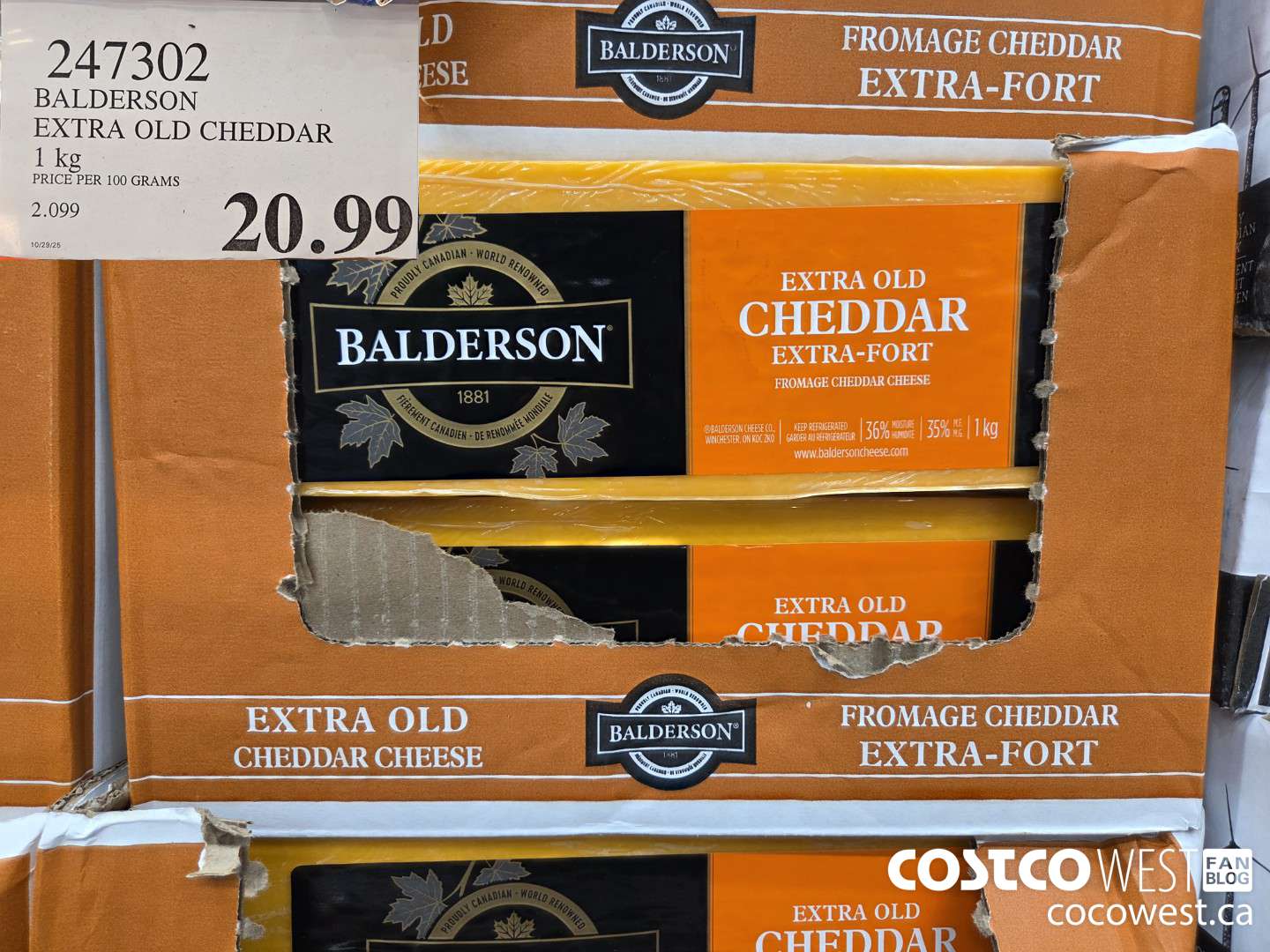 247302 BALDERSON EXTRA OLD CHEDDAR 1 kg $20.99