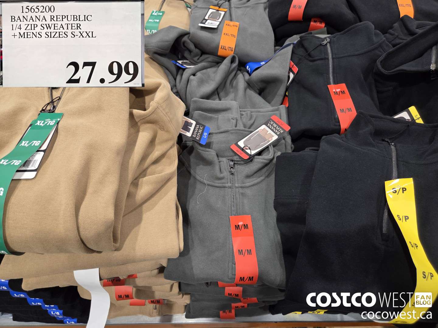 1565200 BANANA REPUBLIC 1/4 ZIP SWEATER MENS SIZES S-XXL $27.99