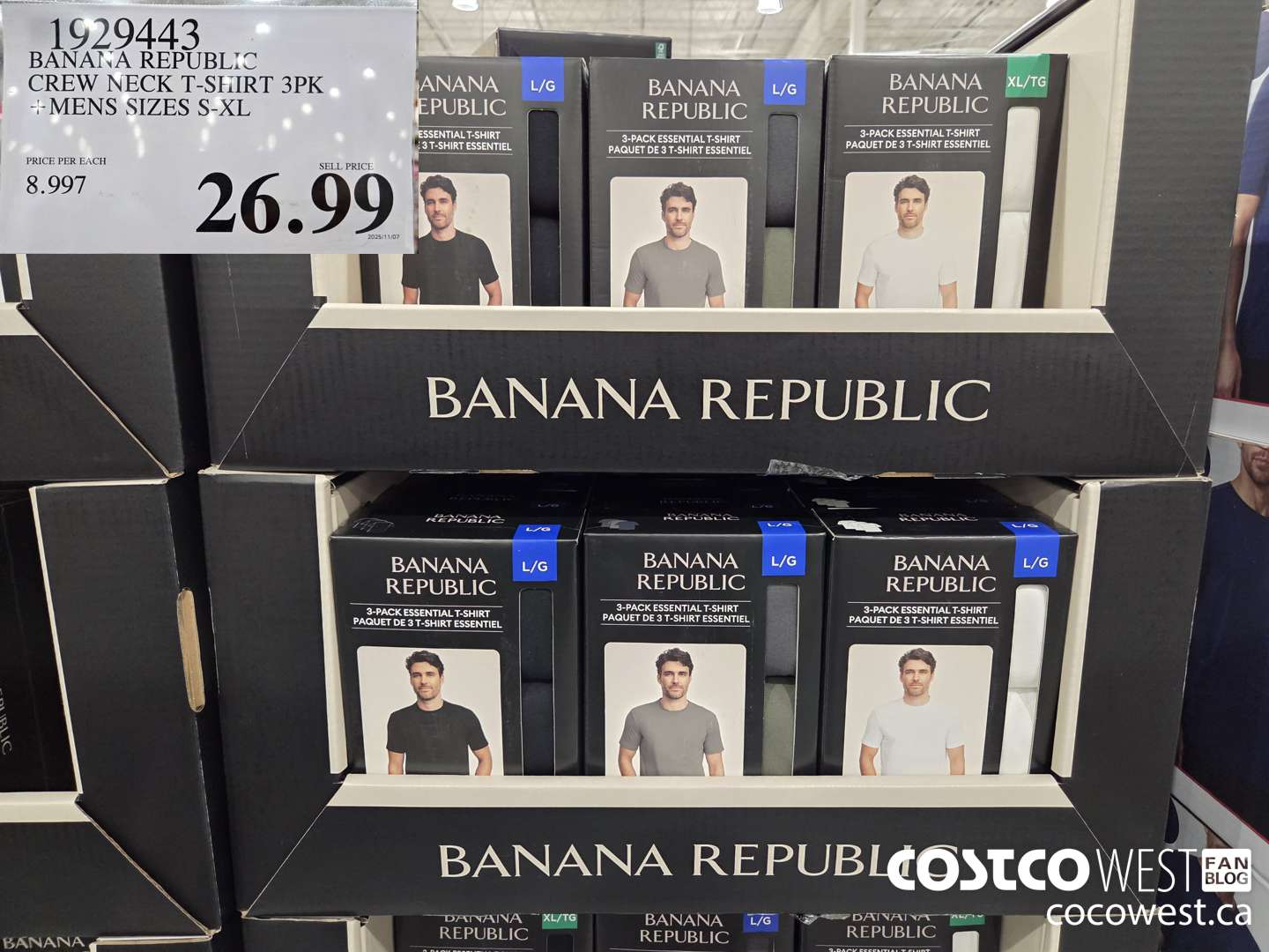 1929443 BANANA REPUBLIC CREW NECK T-SHIRT 3PK MENS SIZES S-XL $26.99