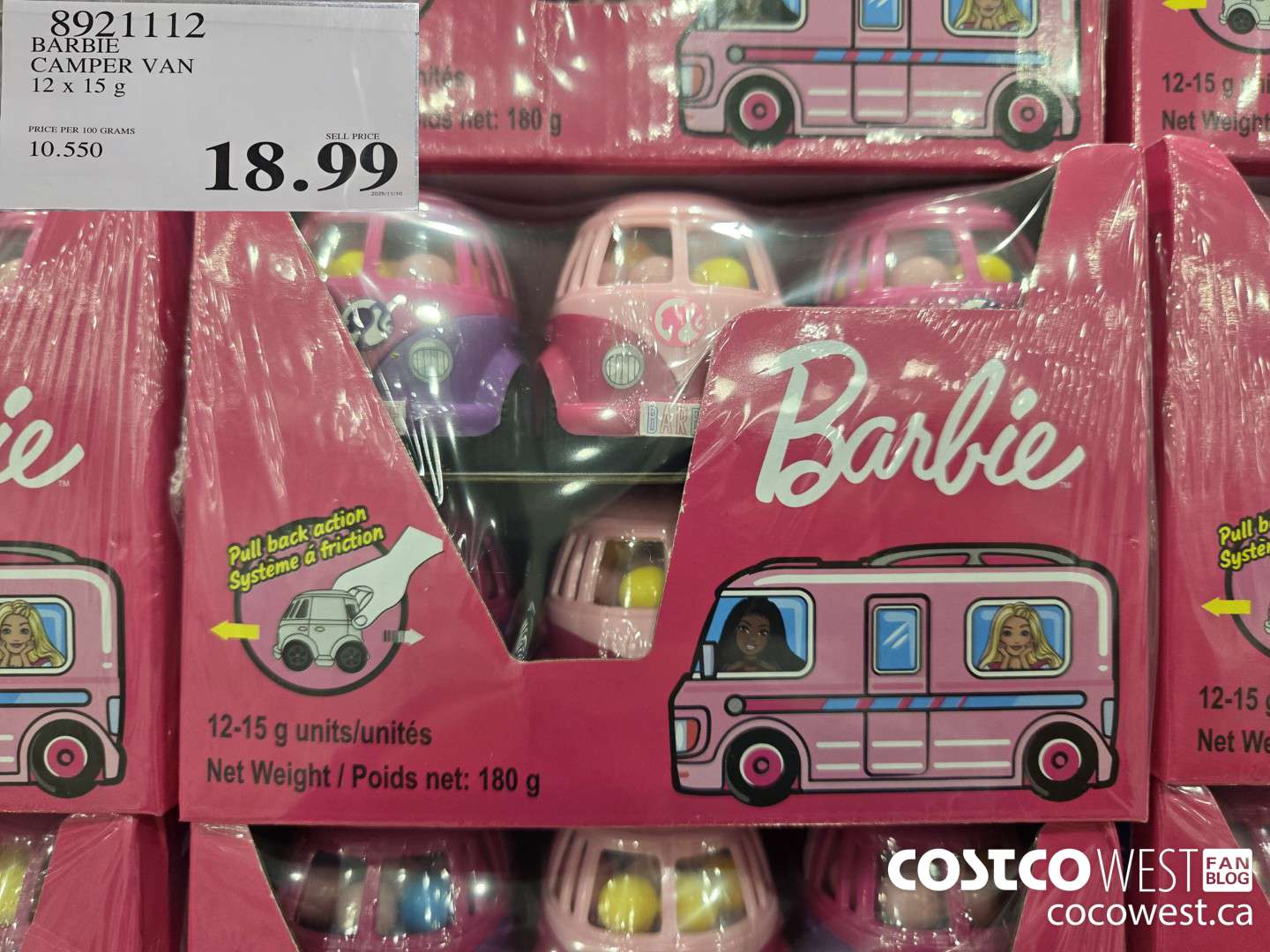 8921112 BARBIE CAMPER VAN 12 x 15 g $18.99