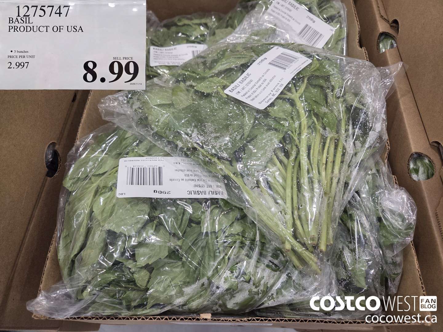 1275747 BASIL PRODUCT OF USA $8.99