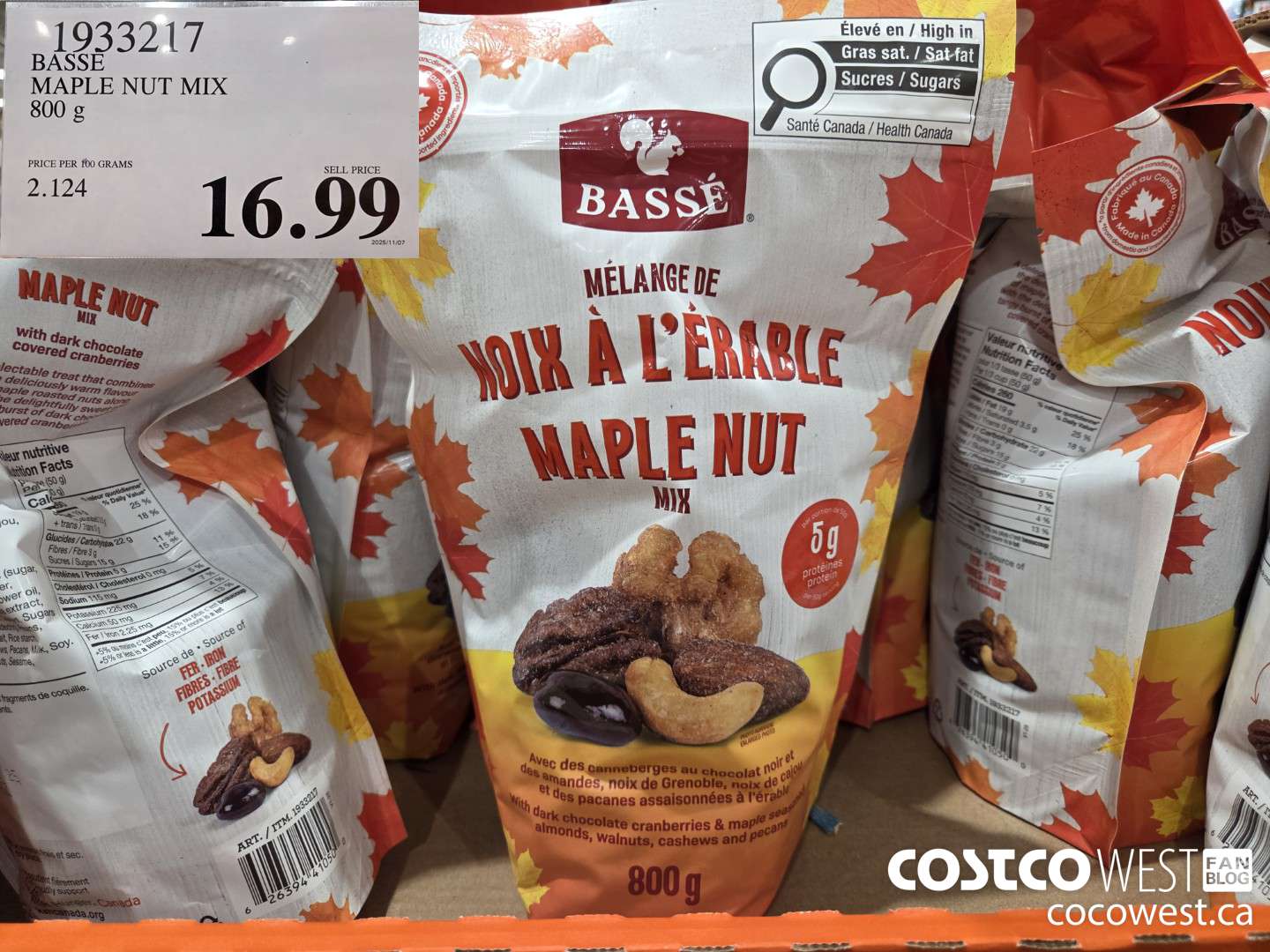 1933217 BASSE MAPLE NUT MIX 800G $16.99