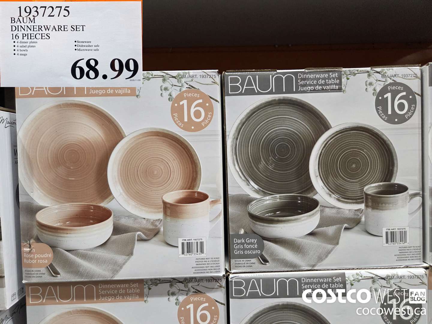 1937275 BAUM DINNERWARE SET 16 PIECES $68.99