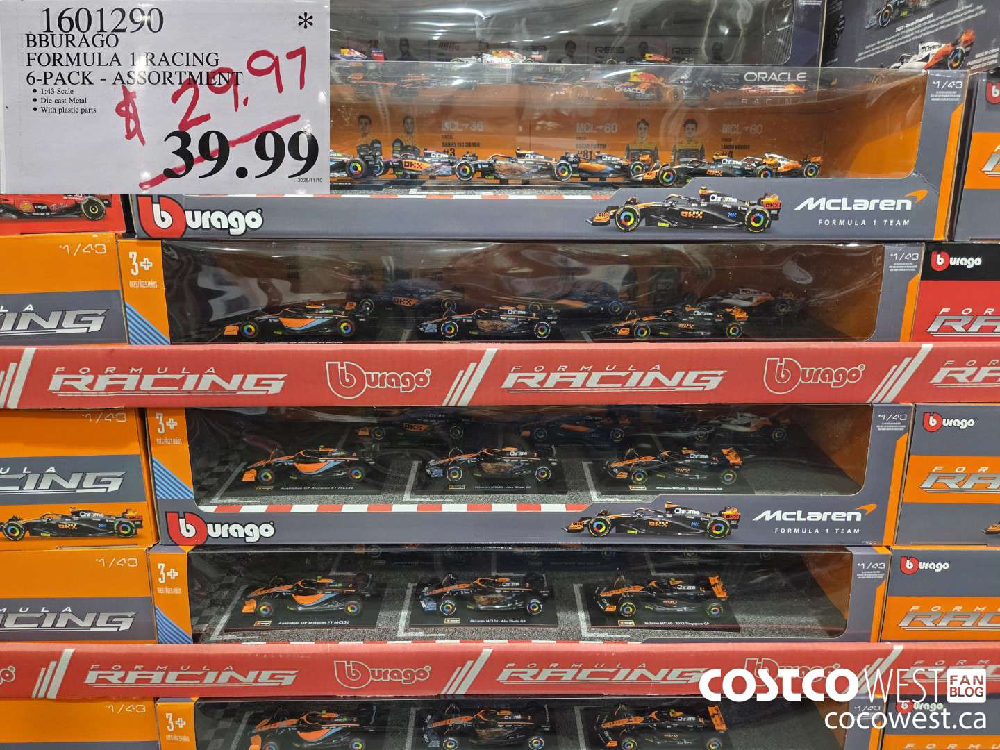 1601290 BBURAGO FORMULA 1 RACING 6-PACK ASSORTMENT $29.97