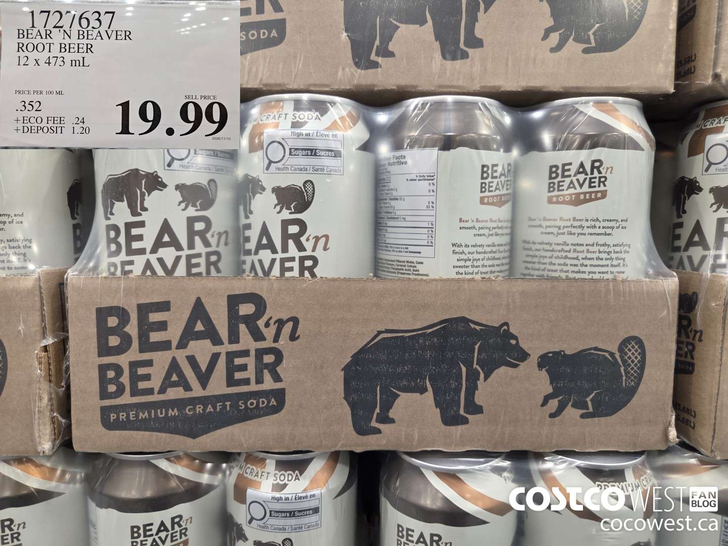 1727637 BEAR 'N BEAVER ROOT BEER 12 x 473 mL $19.99
