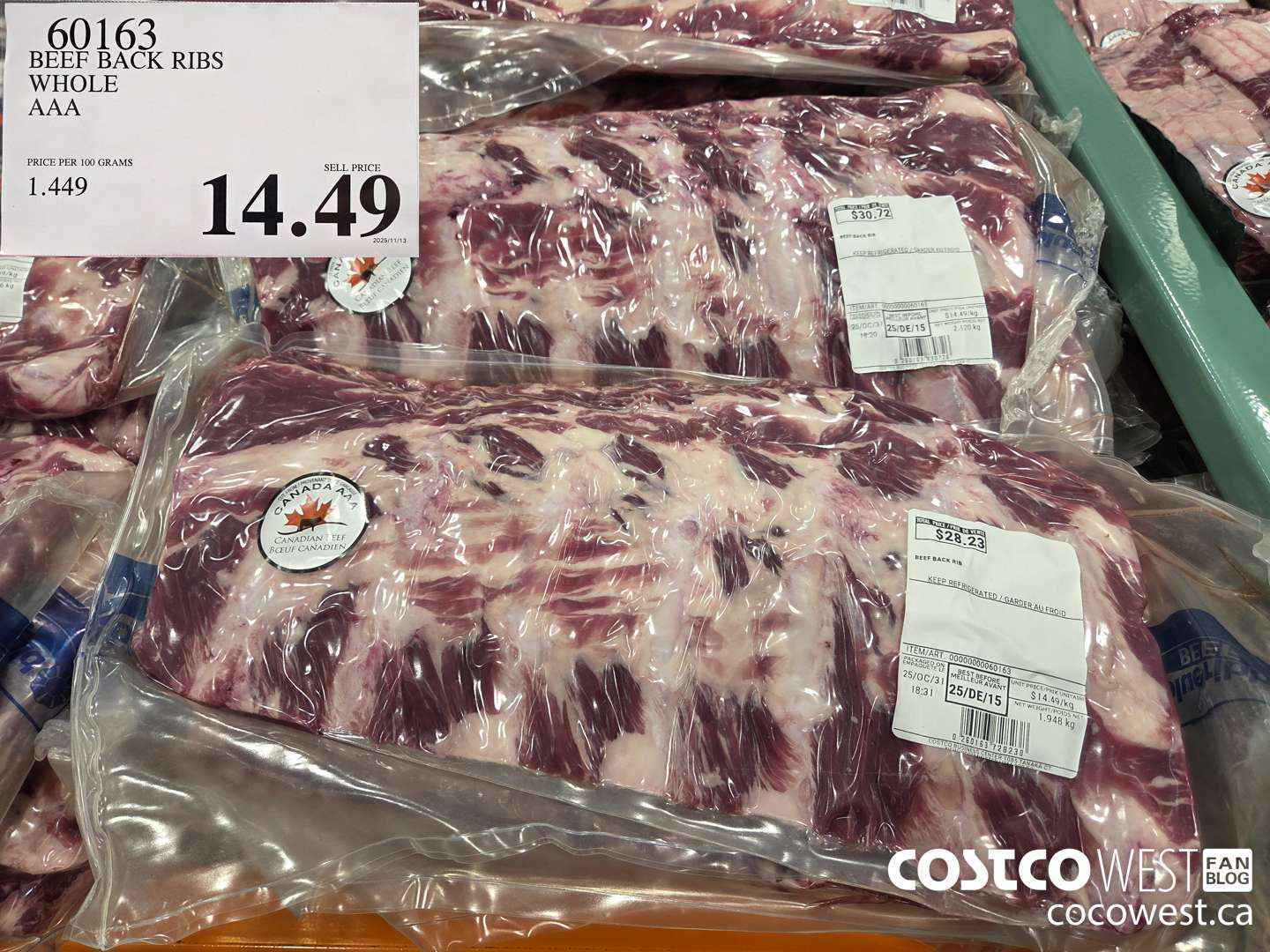 60163 BEEF BACK RIBS WHOLE AAA $14.49