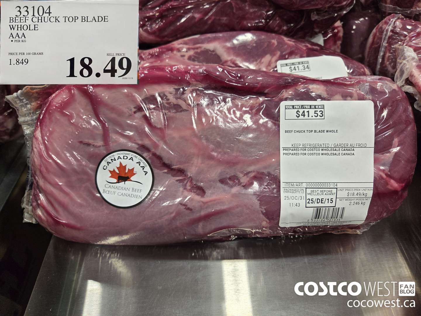 33104 BEEF CHUCK TOP BLADE WHOLE AAA $18.49