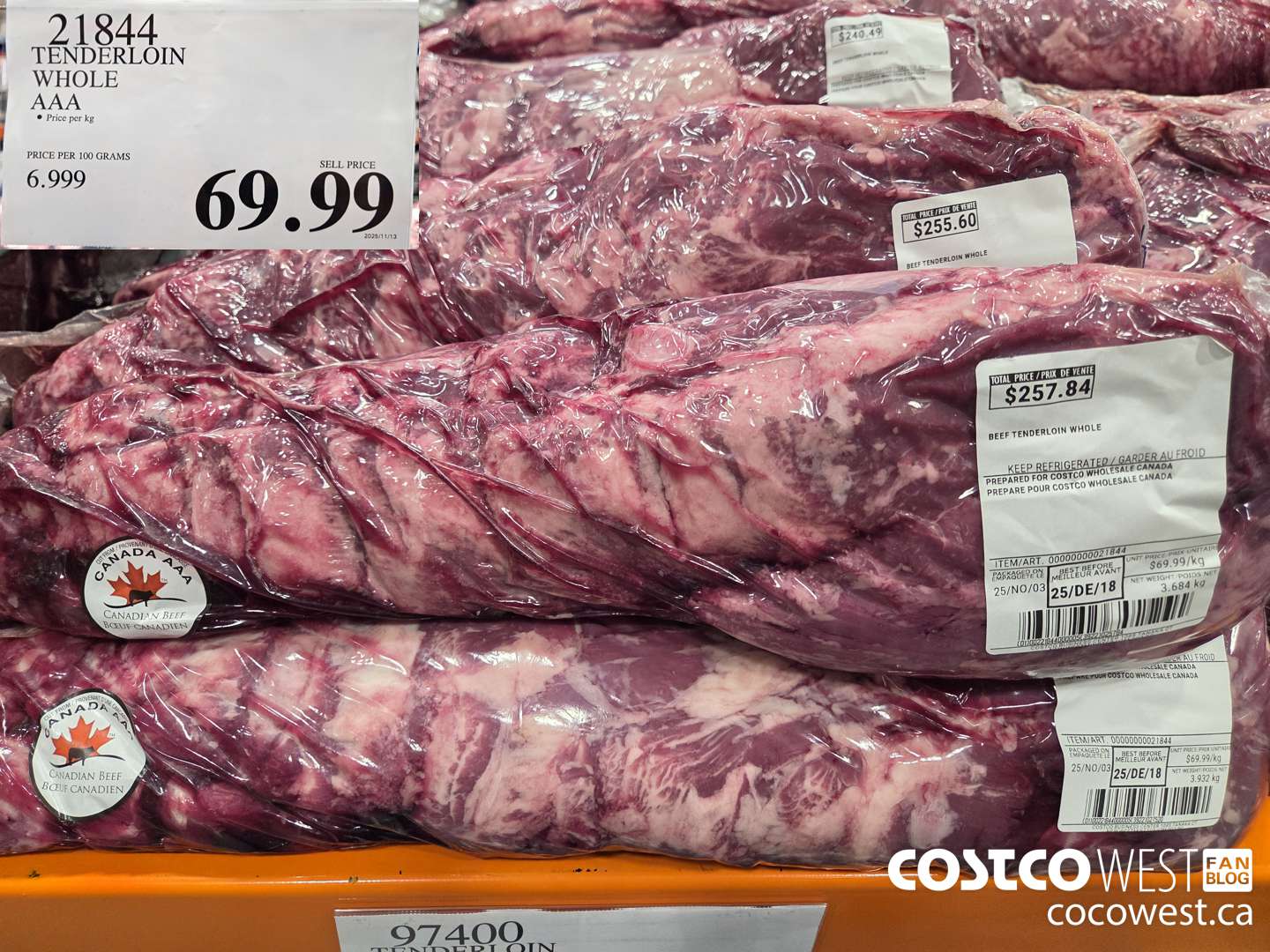 21844 BEEF TENDERLOIN (WHOLE) AAA $69.99