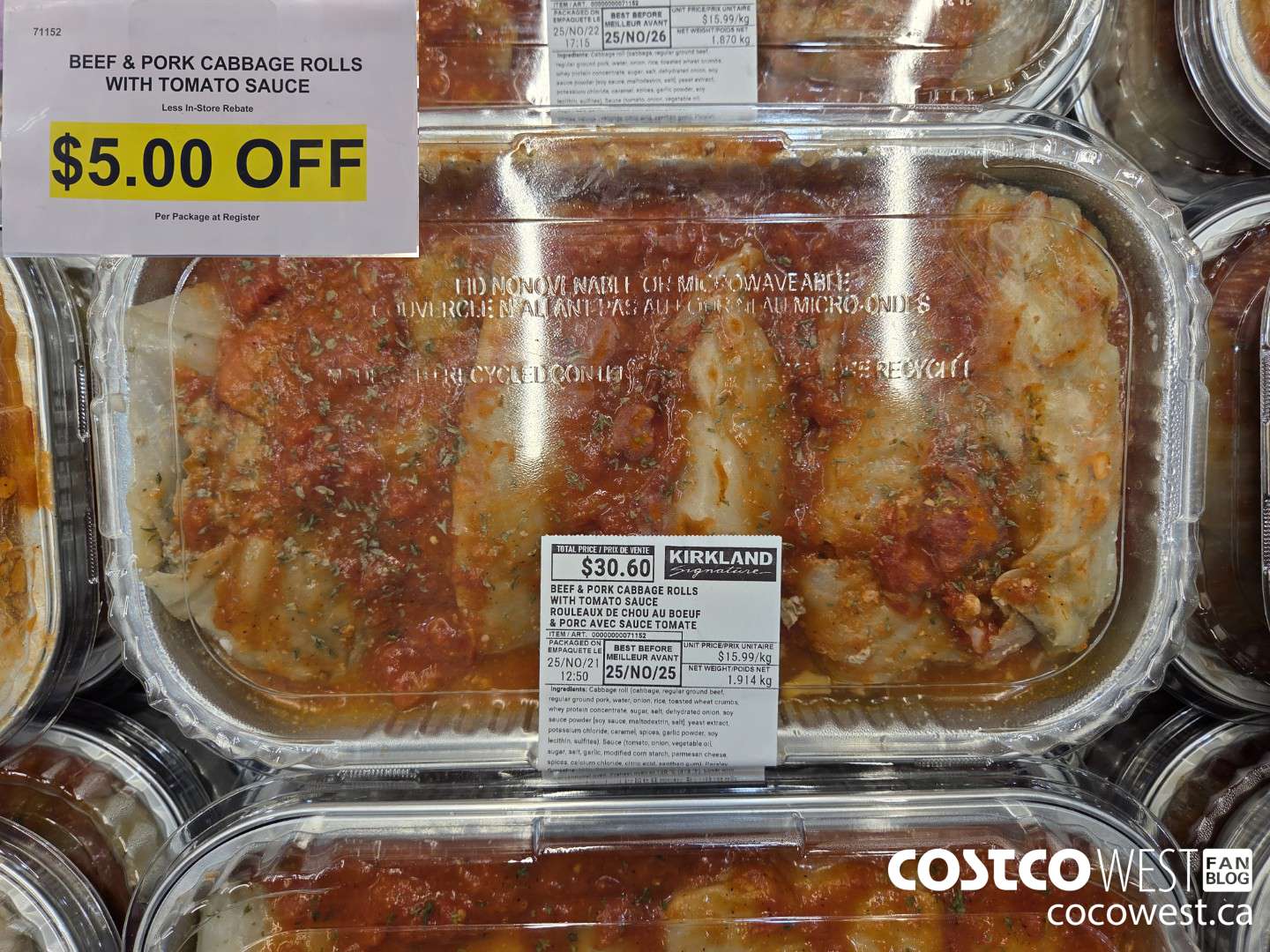 71152 BEEF & PORK CABBAGE ROLLS WITH TOMATO SAUCE ($5.00 INSTANT SAVINGS) $15.99