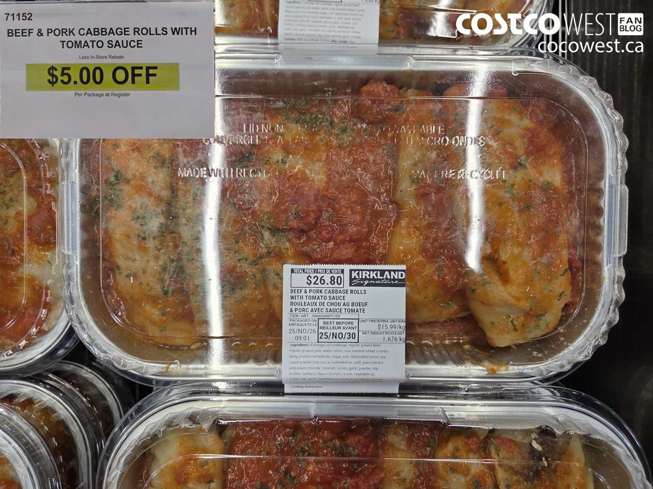 71152 BEEF & PORK CABBAGE ROLLS WITH TOMATO SAUCE ($5.00 INSTANT SAVINGS)