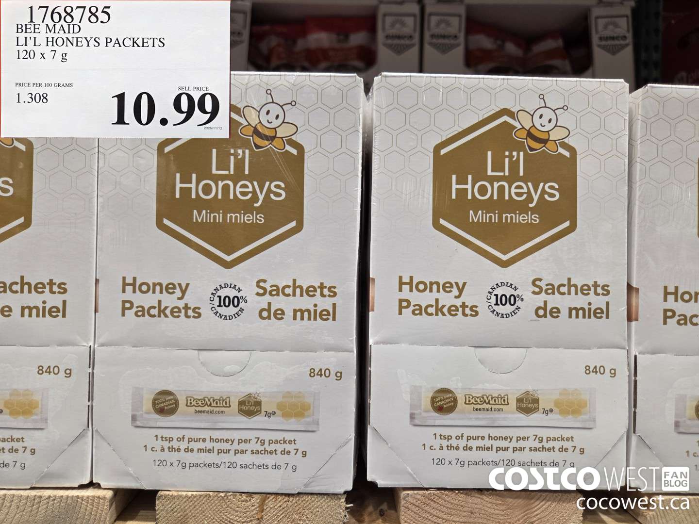 1768785 BEE MAID LI'L HONEYS PACKETS 120 x 7 g $10.99