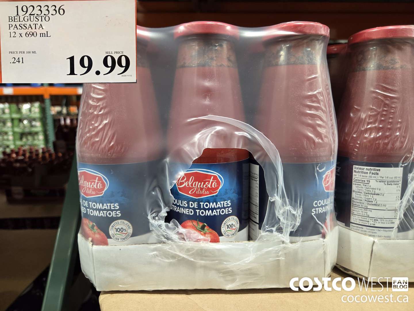 1923336 BELGUSTO PASSATA 12 x 690 mL $19.99