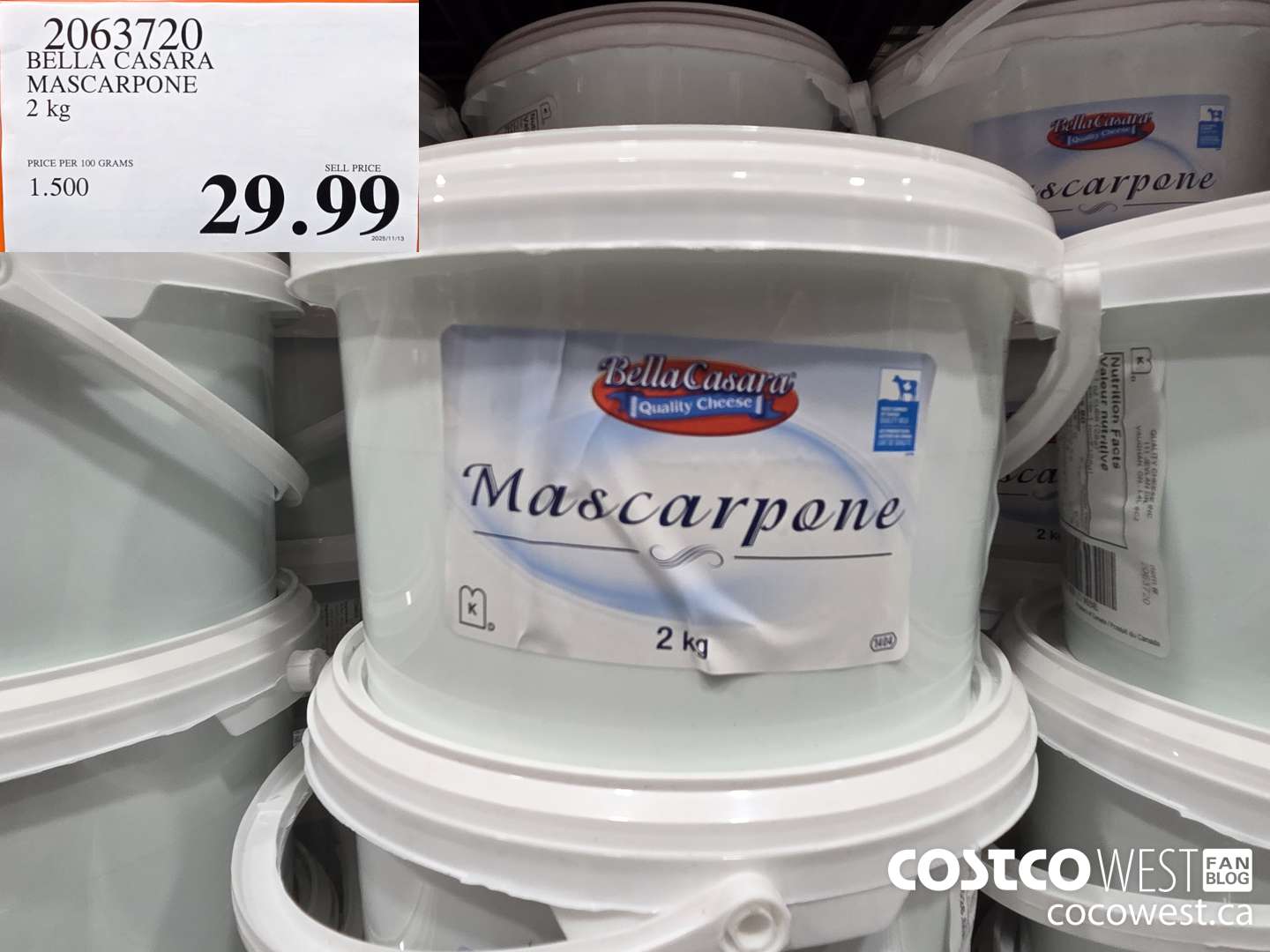 2063720 BELLA CASARA MASCARPONE 2 kg $29.99