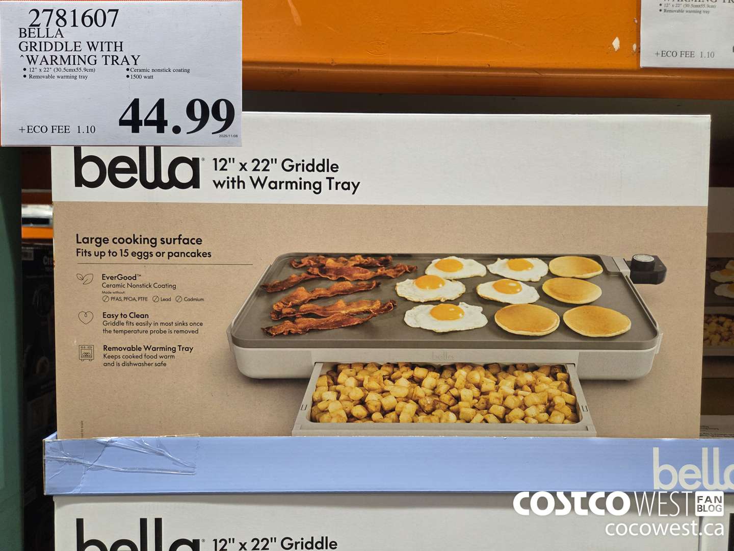 2781607 BELLA CERAMIC GRIDDLE WITH WARMING TRAY $49.99