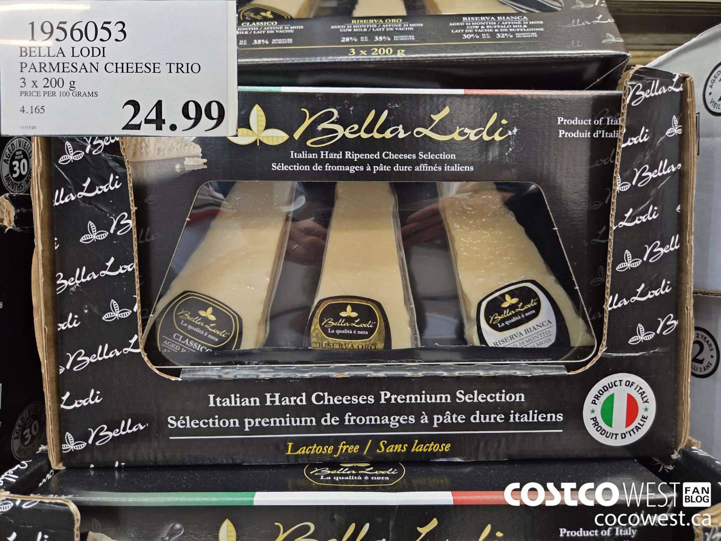 1956053 BELLA LODI PARMESAN CHEESE TRIO 5 x 200 g $24.99