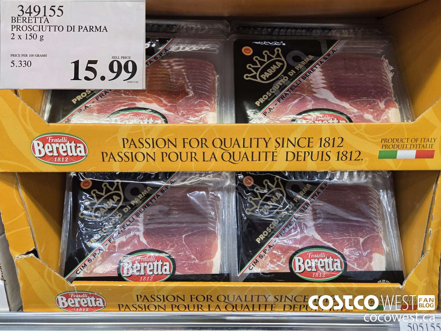 349155 BERETTA PROSCIUTTO DI PARMA 2 x 150 g $15.99