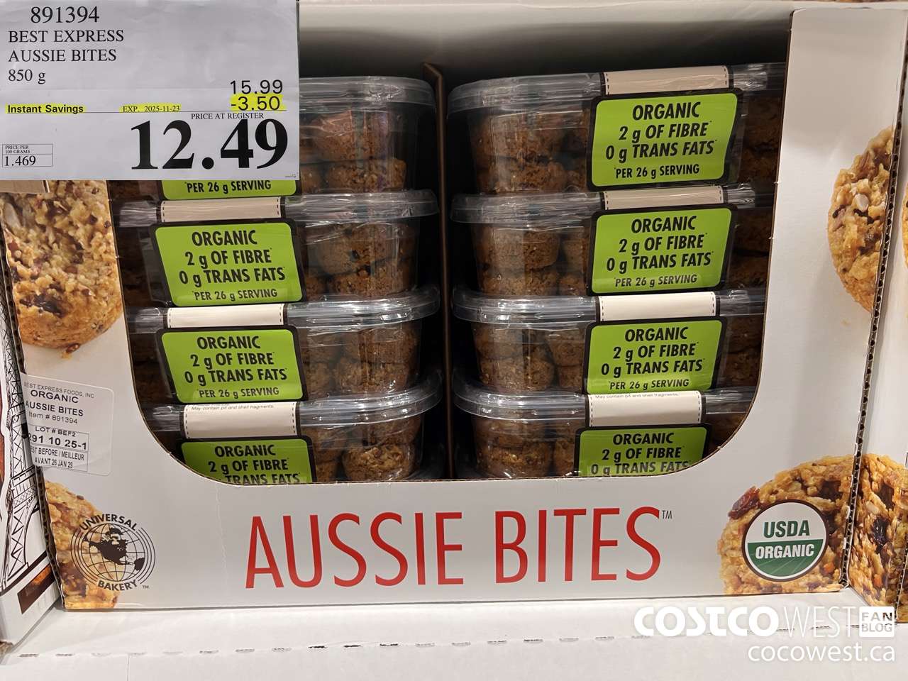 891394 BEST EXPRESS ORGANIC AUSSIE BITES 850 g ($3.50 INSTANT SAVINGS EXPIRES ON 2025-11-23) $12.49