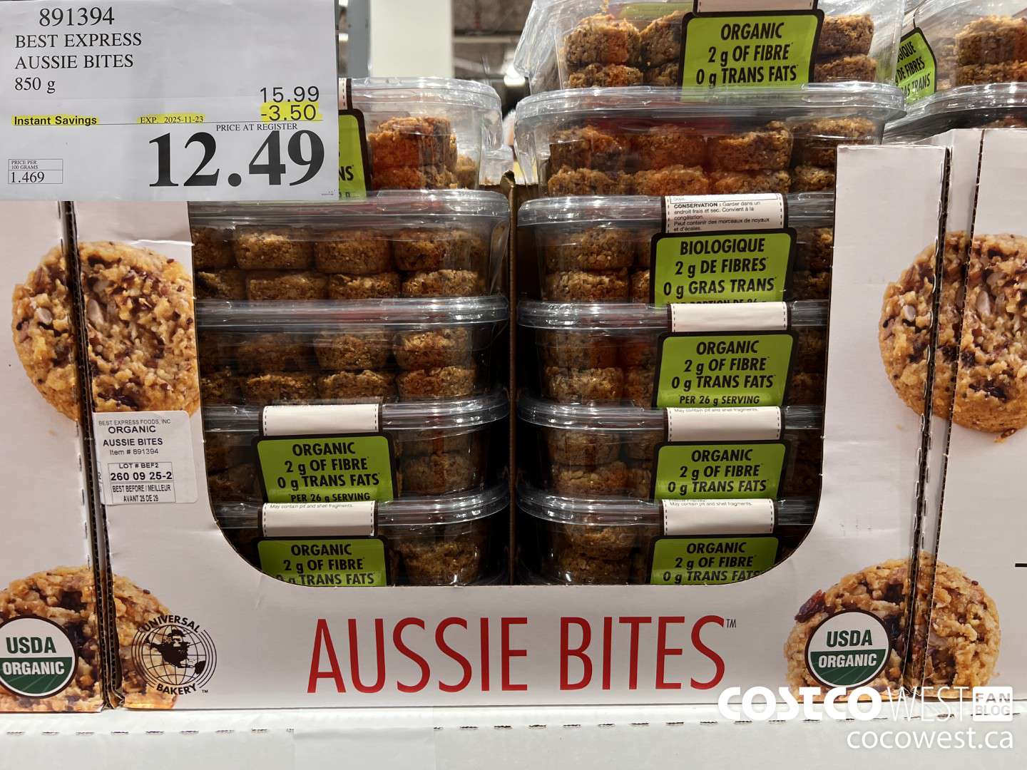 891394 BEST EXPRESS ORGANIC AUSSIE BITES 850 g ($3.50 INSTANT SAVINGS EXPIRES ON 2025-11-23) $12.49