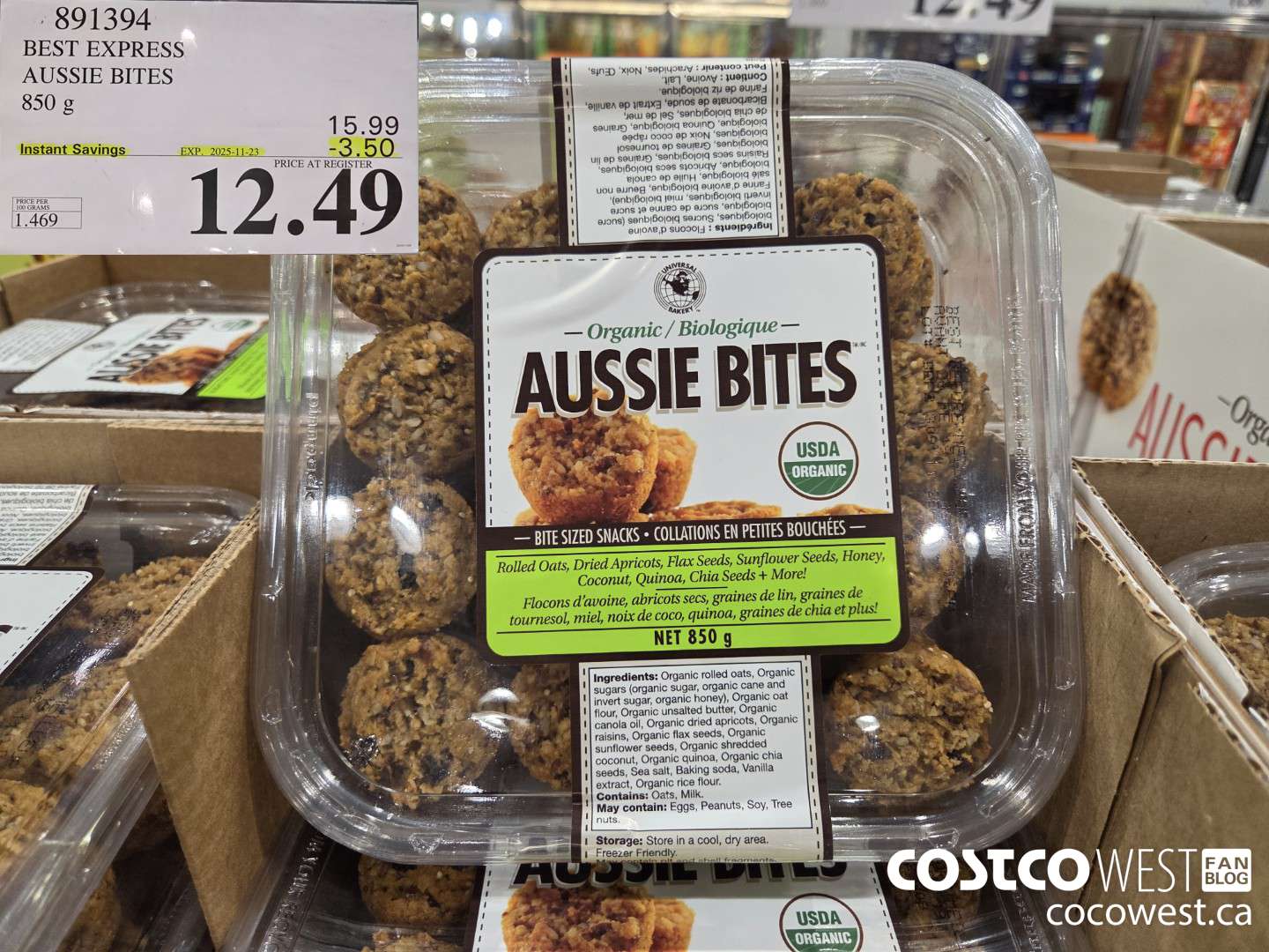 891394 BEST EXPRESS ORGANIC AUSSIE BITES 850 g ($3.50 INSTANT SAVINGS EXPIRES ON 2025-11-23) $12.49