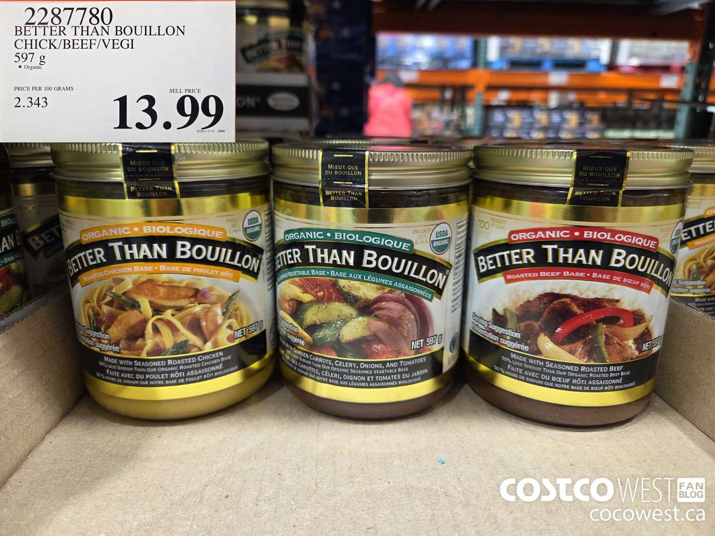 2287780 BETTER THAN BOUILLON CHICK/BEEF/VEGI 597 g $13.99