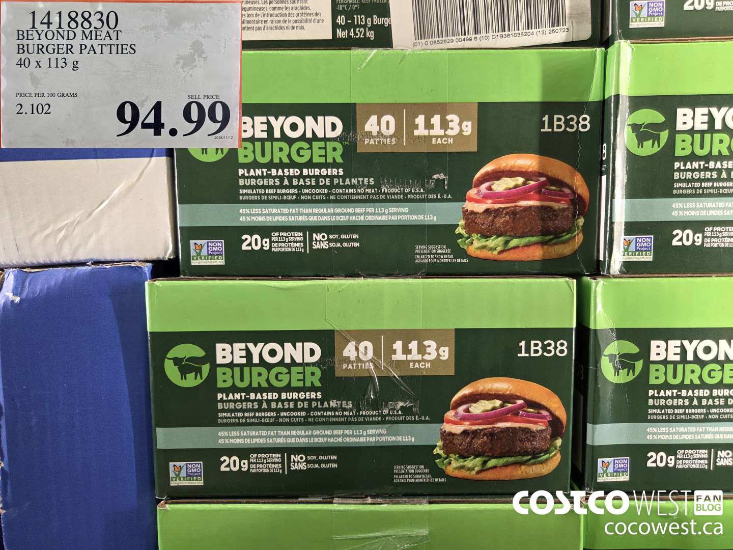 1418830 BEYOND MEAT BURGER PATTIES 40 x 113 g $94.99