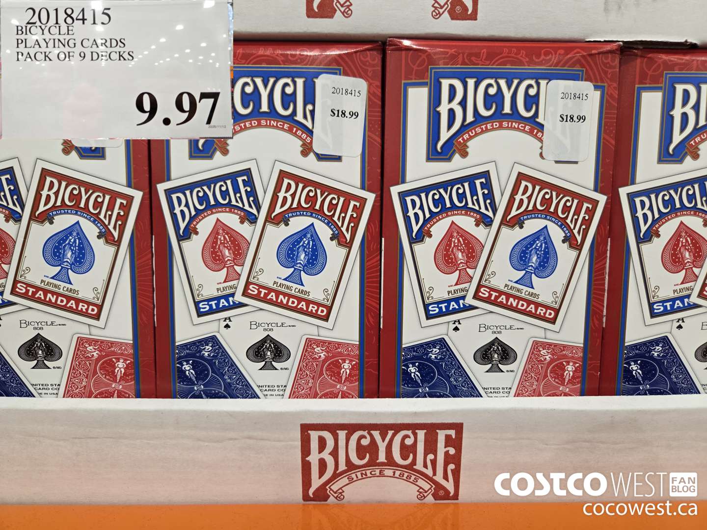 2018415 BICYCLE PLAYING CARDS PACK OF 9 DECKS $9.97
