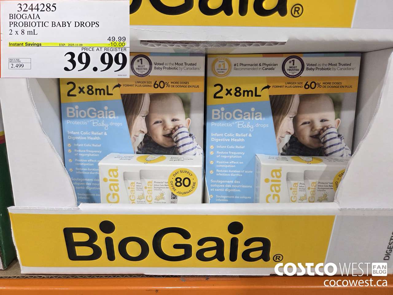 3244285 BIOBAIA PROBIOTIC BABY DROPS 2 X 8ML ($10.00 INSTANT SAVINGS EXPIRES ON 2025-11-09) $39.99